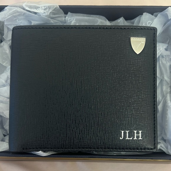 Navy Leather Wallet with Silver Accents and JLH